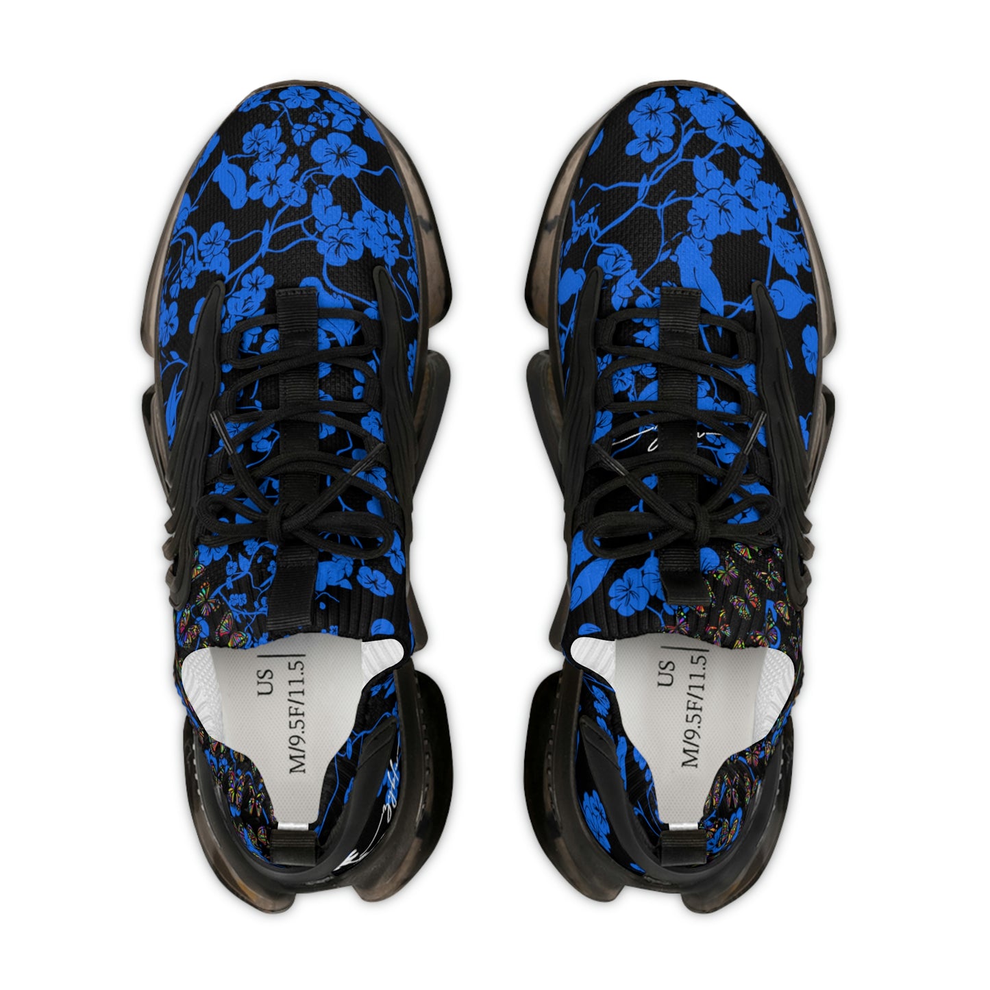 female remixed blu bird trainers black