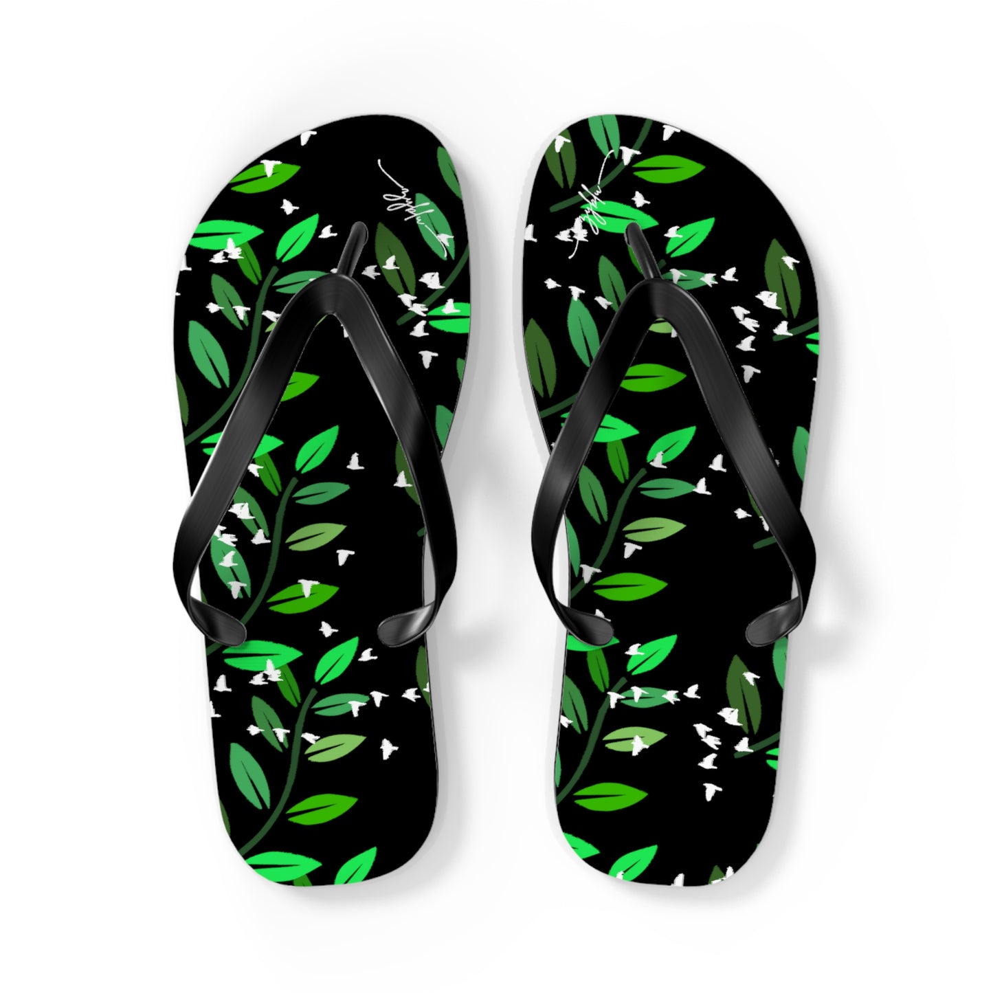 Zyblu birds and leaves Flip Flops