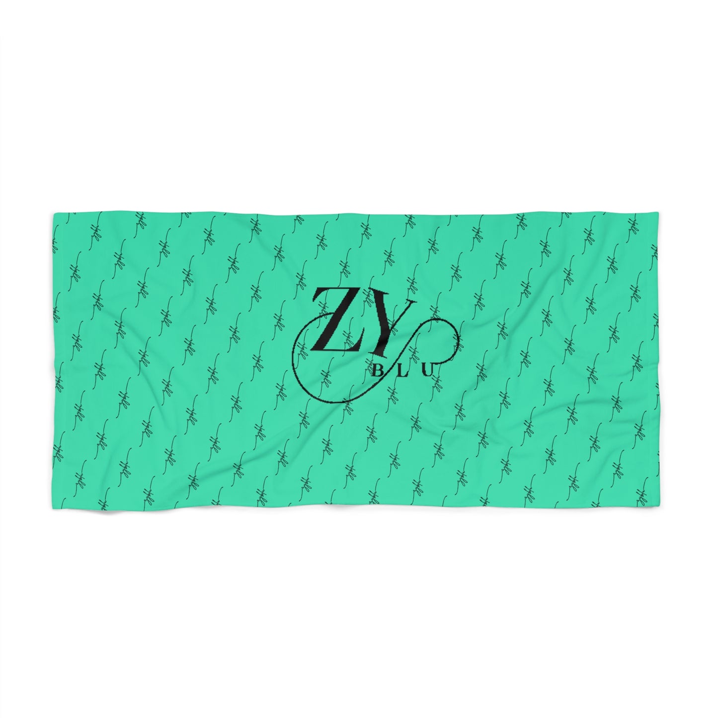 Turquoise zyblu logo beach towel